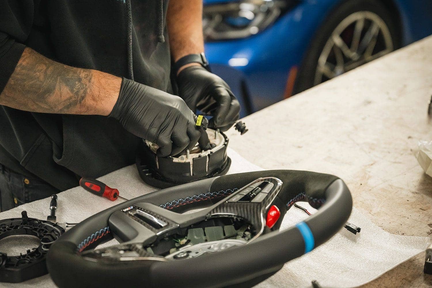 BMW M3 steering wheel install