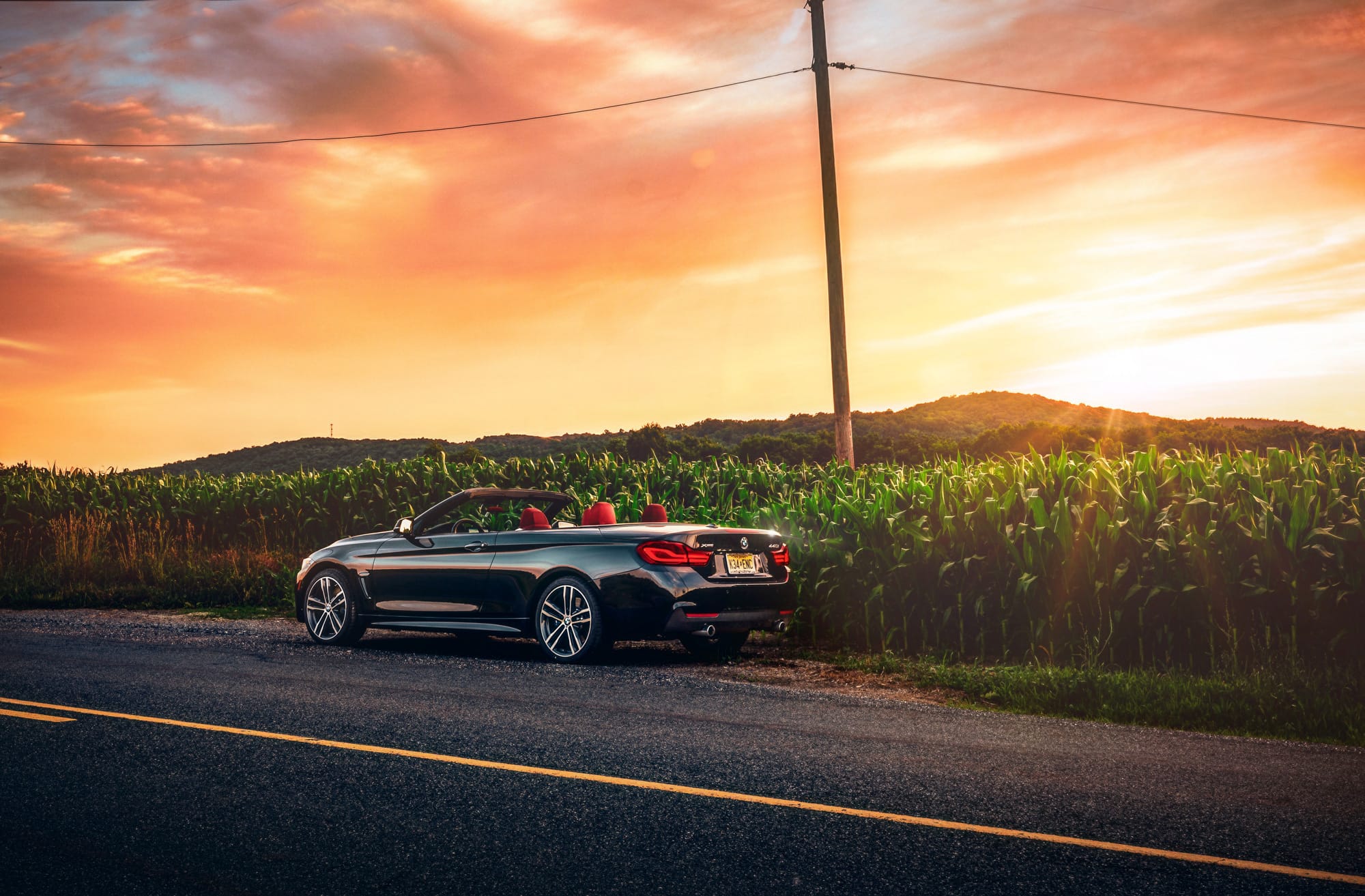 BMW 440i Convertible at sunset