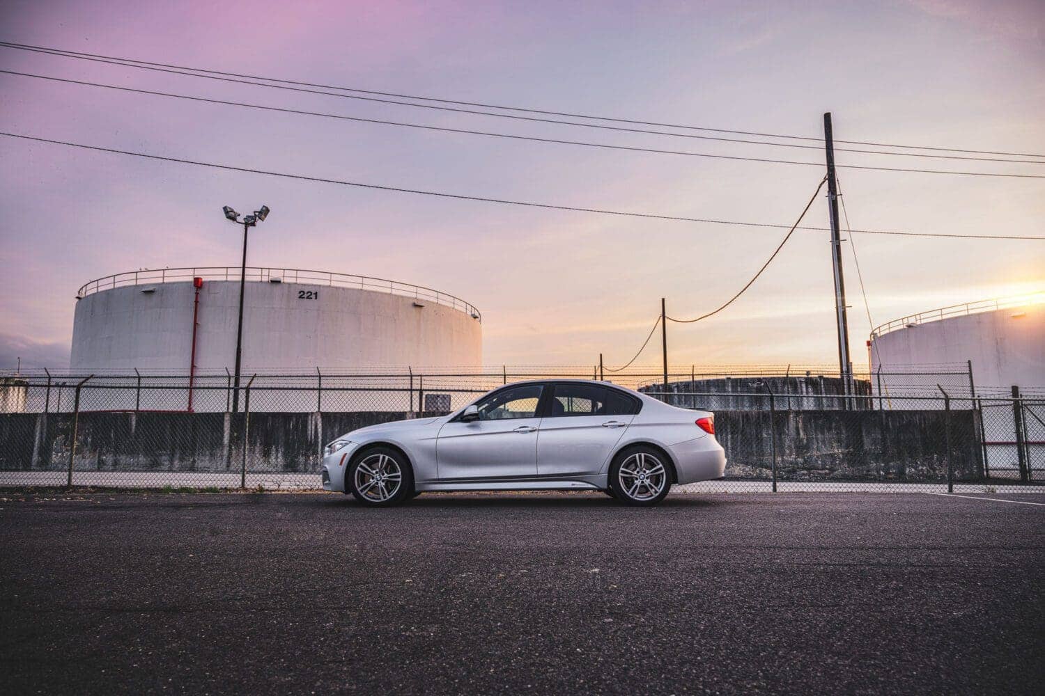 BMW 335i sunset.
